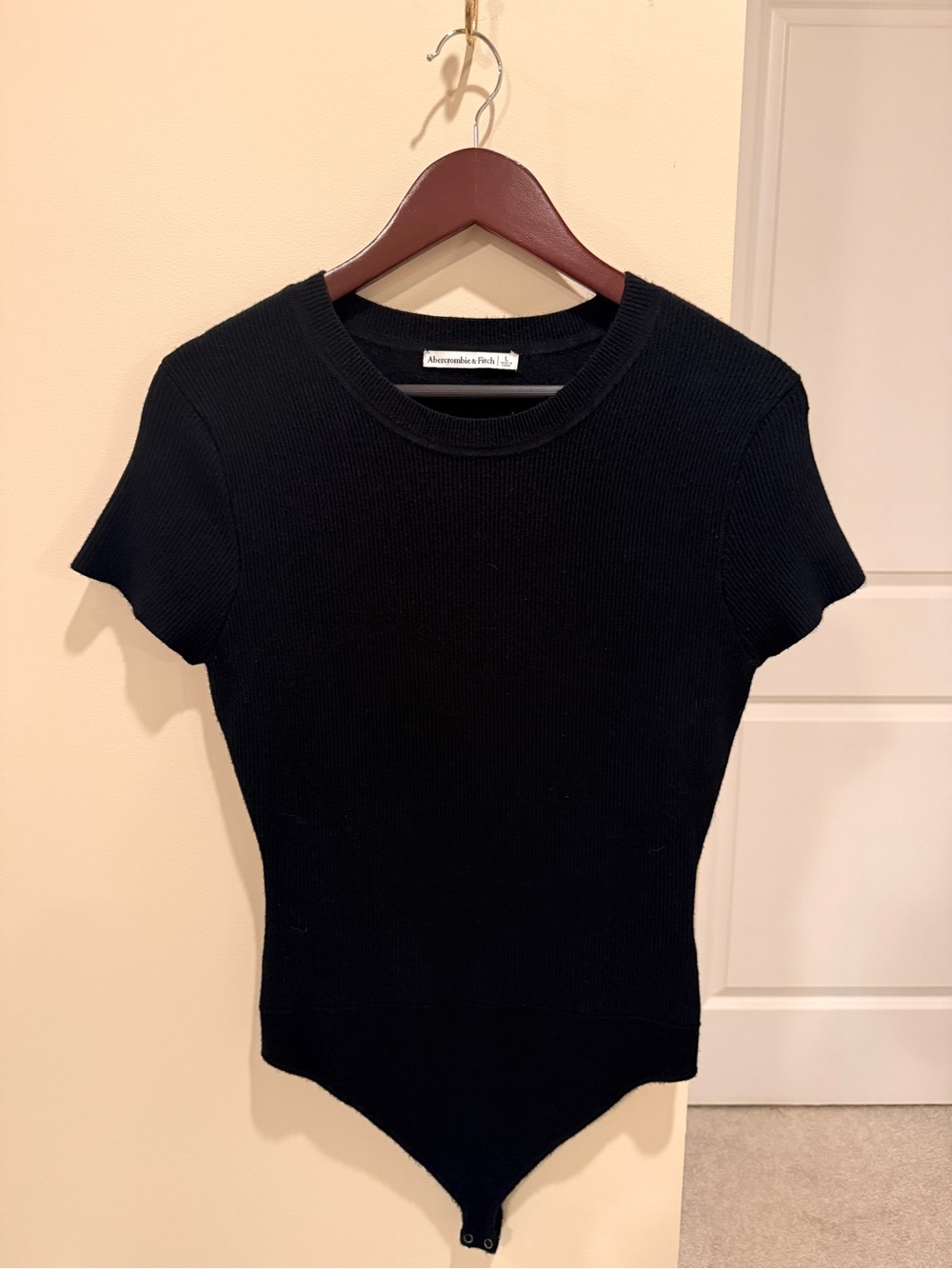 Abercrombie & Fitch Black Ribbed sShort-Sleeve Bodysuit